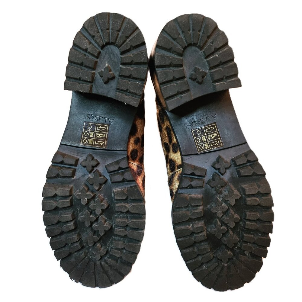 ALDO Vegan Leather/Fur Leopard Print Salilia Combat Boots Shoes Size 8.5 - Picture 6 of 8